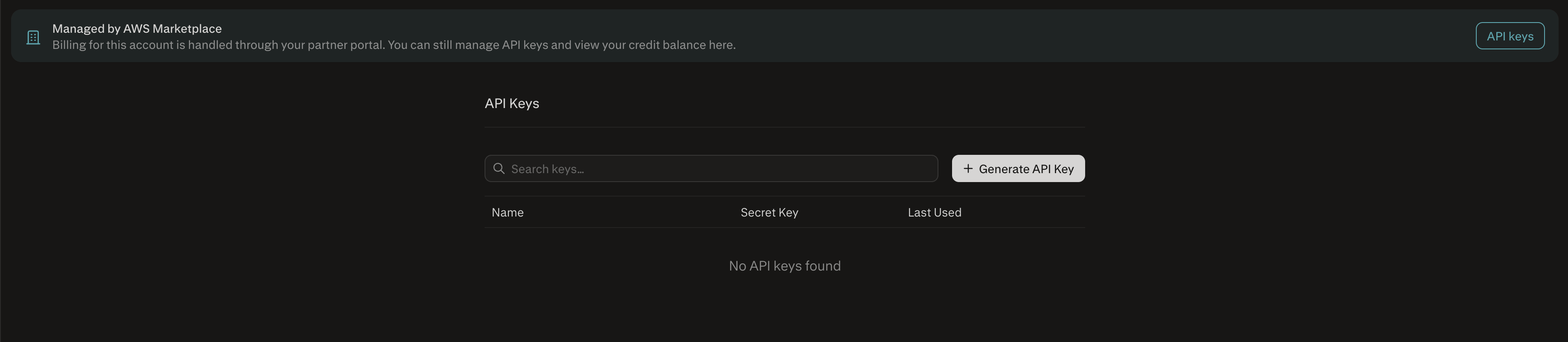 Generating API keys in the Perplexity console