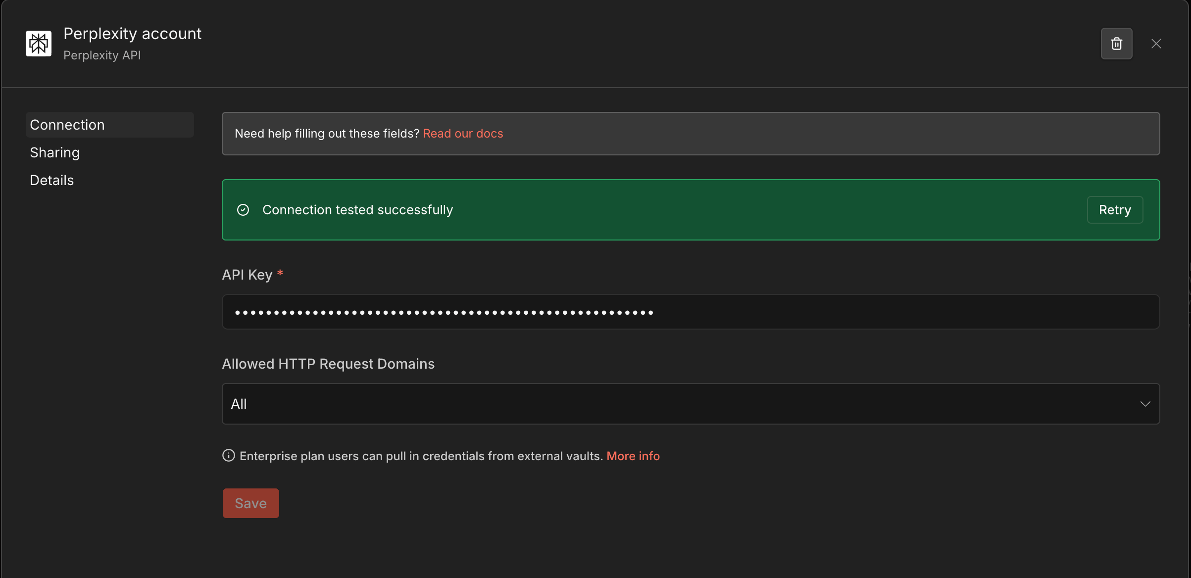 Perplexity credential setup